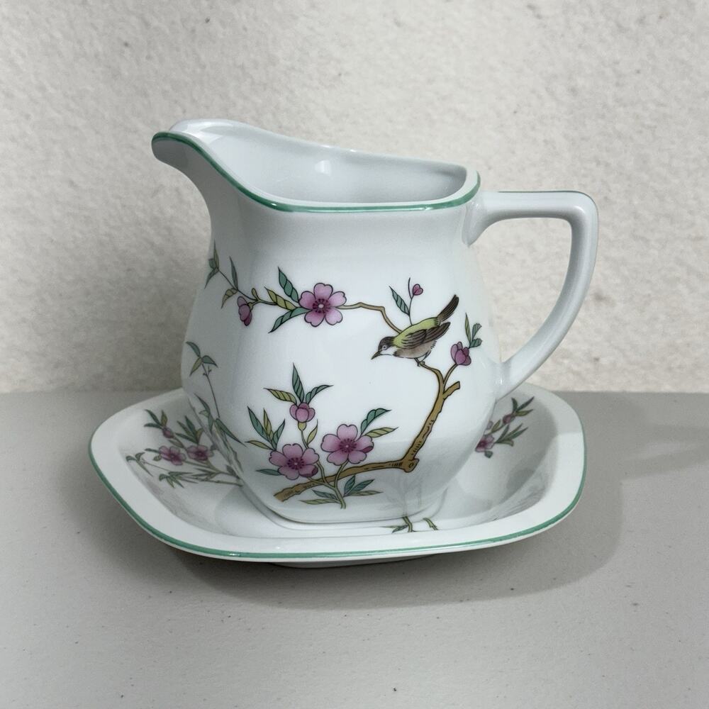 Andre Richard Japan VTG Porcelain Creamer Pitcher & Saucer Plate Indian Tree